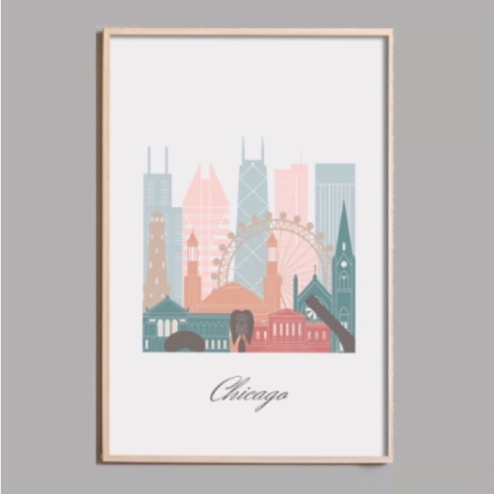 Chicago City Skyline Print 8x10